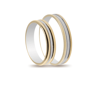 Βέρες Σετ Χρυσές Λευκόχρυσες Σφυρίλατες και Σαγρέ MASCHIO FEMMINA TMF-41 - themelidisjewels